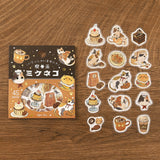 4個セット BGM ビージーエム フレークシール いらっしゃいませニャ！ 喫茶クロネコ 喫茶ハイネコ 喫茶ミケネコ 喫茶シロネコ 猫 スイーツ カフェ バラシール 手帳 箔押し お得 まとめ買い