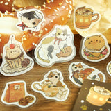 4個セット BGM ビージーエム フレークシール いらっしゃいませニャ！ 喫茶クロネコ 喫茶ハイネコ 喫茶ミケネコ 喫茶シロネコ 猫 スイーツ カフェ バラシール 手帳 箔押し お得 まとめ買い