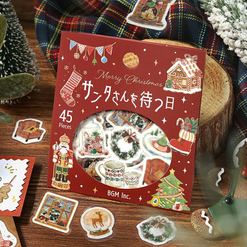 2個セット BGM ビージーエム 2025 クリスマス限定 フレークシール クリスマス・サンタさんを待つ日 青空蚤の市・クリスマスマーケット 和紙 シール 手帳 箔押し コラージュ お得 まとめ買い