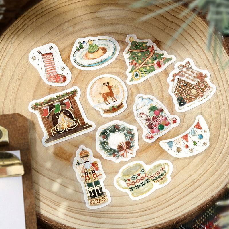 2個セット BGM ビージーエム 2025 クリスマス限定 フレークシール クリスマス・サンタさんを待つ日 青空蚤の市・クリスマスマーケット 和紙 シール 手帳 箔押し コラージュ お得 まとめ買い