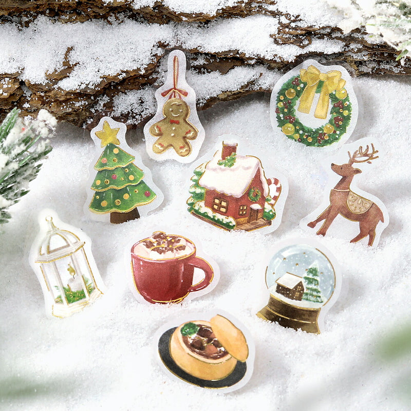 2個セット BGM ビージーエム 2025 クリスマス限定 フレークシール クリスマス・サンタさんを待つ日 青空蚤の市・クリスマスマーケット 和紙 シール 手帳 箔押し コラージュ お得 まとめ買い