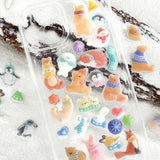 2個セット BGM ビージーエム もふっときゅるるんシール 冬限定 もふっとanimals もふっと雪だるま 3D ぷっくり ぼこぼこ ぷくぷく 立体シール スマホ デコシール デコケース お得 まとめ買い