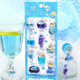 2個セット BGM ビージーエム ウォーターシール 喫茶アラモード うるうるグリーン うるうるブルー クリア カプセル 3D ぷっくり ぼこぼこ ぷくぷく 立体シール スマホ デコシール デコケース お得 まとめ買い