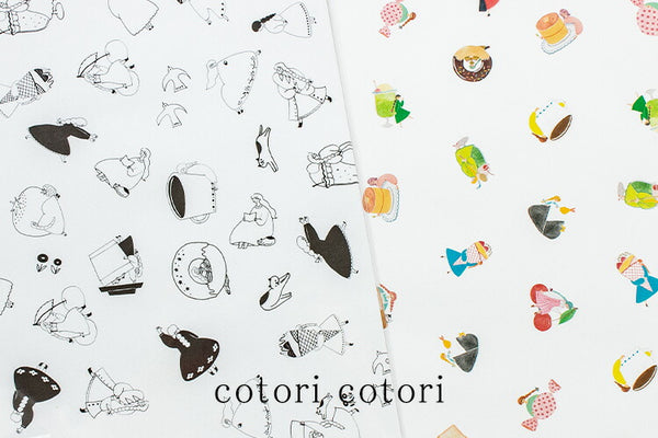 cotori cotori コトリコトリ A4ペーパー 10枚セット 美味しい 食べ物 モノクロ の 女の子 包装紙 ブックカバー デコレーション 手帳 ギフト