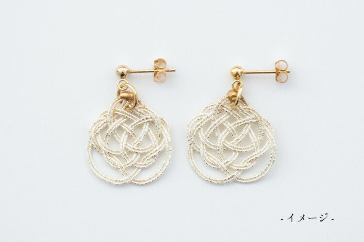 hare mizuhiki Knot earrings, freestanding plum