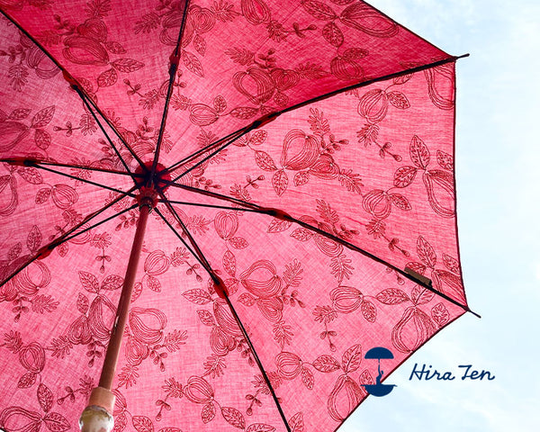 HiraTen ヒラテン 日傘 情熱と太陽とオアシス 長傘 折りたたみ傘 刺繍 日本製 おしゃれ ギフト プレゼント 母の日 還暦祝い 縁起物 Parasol 82-208D57 F82-208D57
