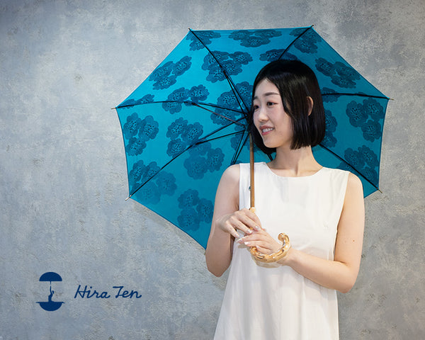 HIRATEN Hiraten Shaved ice Series Long Parasol Folding parasol Embroidery Blue Hawaii Remon melon