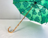 Hiraten Hiraten Série de glace rasée Long parapluie parapluie pliant broderie bleu hawaii melon