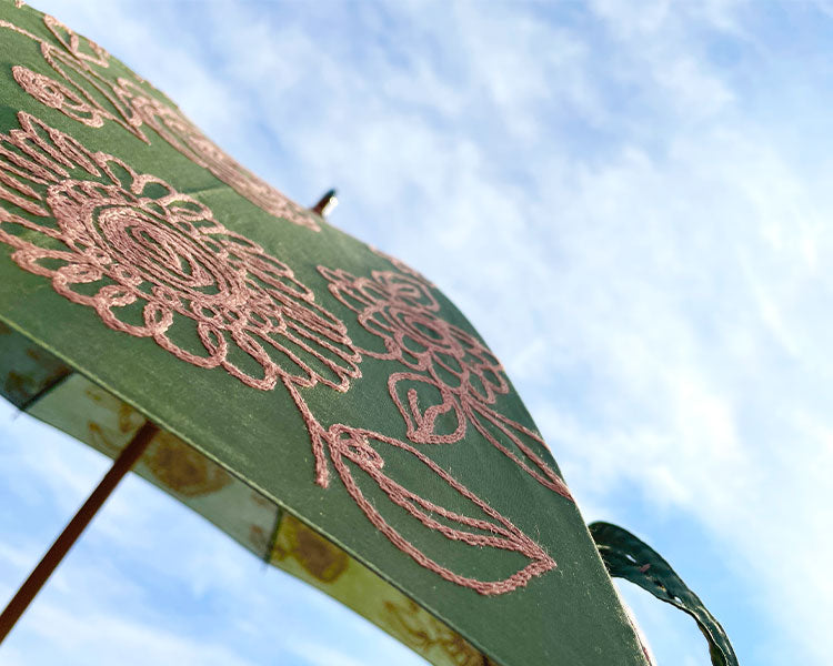 HiraTen ヒラテン 日傘 高原のお花畑 長傘 折りたたみ傘 刺繍 日本製 おしゃれ ギフト プレゼント 母の日 還暦祝い 縁起物 Parasol 82-687M53 F82-687M53