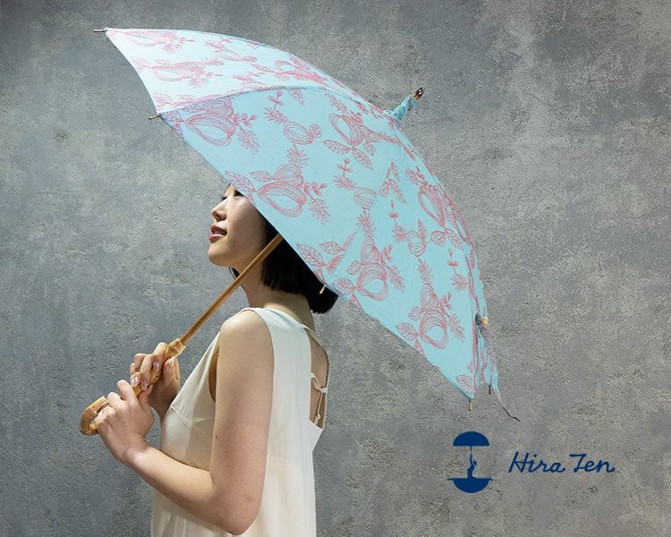 Hiraten Hiraten Parasol과 Coral Long Umbrella 접이식 우산 자수