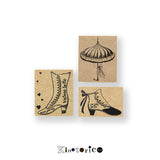 Kinotorico キノトリコ スタンプ ファッション No.67 ヴィンテージブーツ vintage botte / No.68 ブーティ bootee / No.116 傘 umbrella