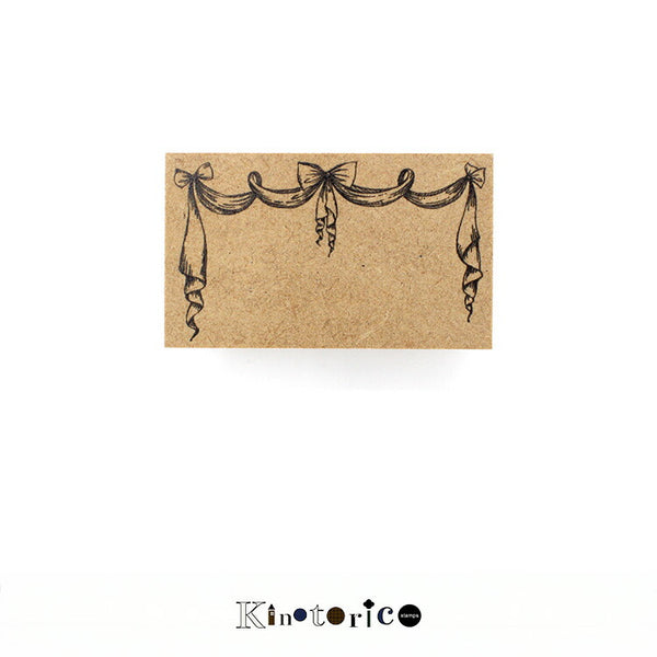 Kinotorico キノトリコ スタンプ Frame-drape フレーム 枠 カーテン リボン レース ドレープ 飾り デコレーション パーティ お祝い はんこ かわいい レトロ クラシック 洋書 ギフト 手帳 メモ