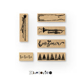 Kinotoriko-Stempel Bonjour-Band Trompetenstab Flagge Flagge Toitoitoi Linienbaum Linienbaum
