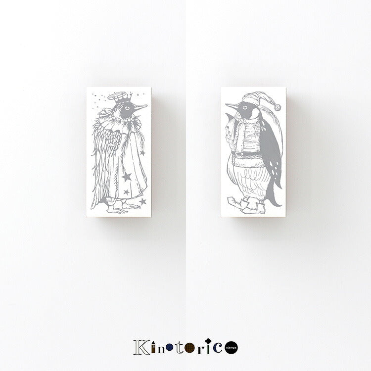 Kinotorico キノトリコ スタンプ ペンギン angel penguin ペンギン天使 santa penguin ペンギンサンタ クリスマス サンタクロース エンジェル X'mas xmas ペンギン 動物 はんこ かわいい レトロ クラシック 洋書 ギフト 手帳