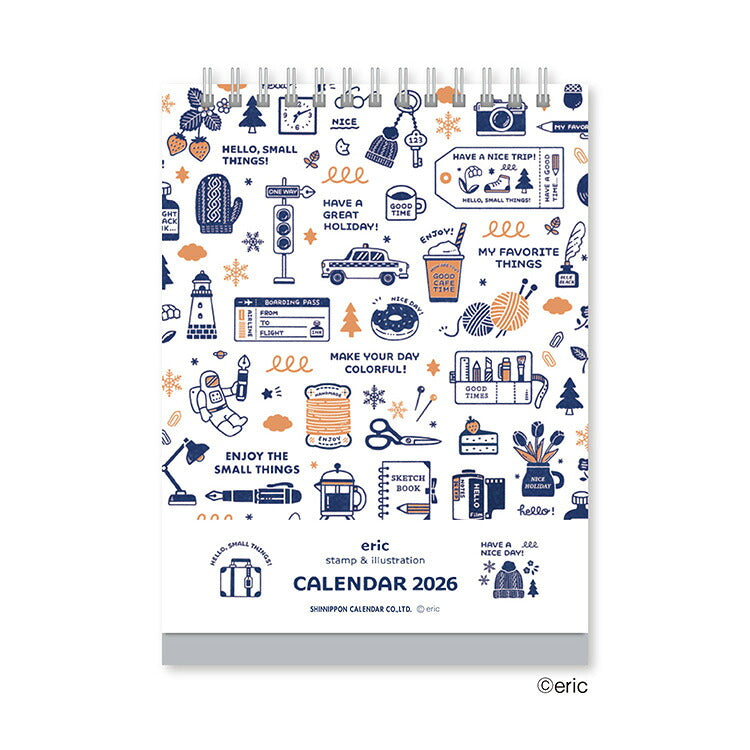 卓上カレンダー 2026 エリック eric Wリング製本 ギフト SANBY サンビー 卓上 カレンダー 月間 デザイナーズ デスク かわいい おしゃれ NK4200