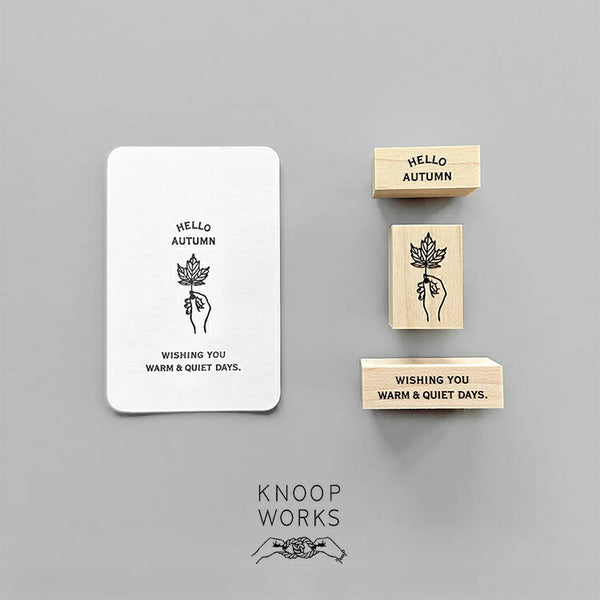 KNOOPWORKS クノープワークス スタンプ 3個セット カエデ HELLO AUTUMN 秋 MAPLE メープル WISHING YOU WARM&QUIET DAYS 手 手帳 おしゃれ かわいい シンプル かっこいい はんこ ハンコ SET004