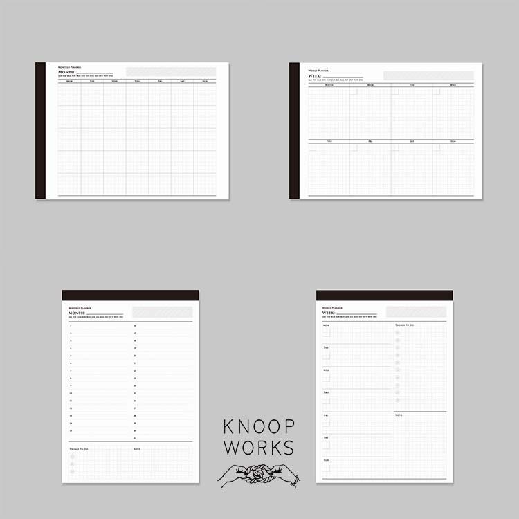 KNOOPWORKS クノープワークス B5 MONTHLY マンスリー WEEKLY ウィークリー プランナー ヨコ 横 タテ 縦 おしゃれ