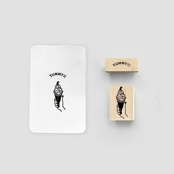 KNOOPWORKS クノープワークス スタンプ 2個セット ソフトクリーム YUMMY おいしい プリン I LOVE IT これ大好き スイーツ 夏 手 アイス 手帳 おしゃれ かわいい シンプル はんこ ハンコ SET001