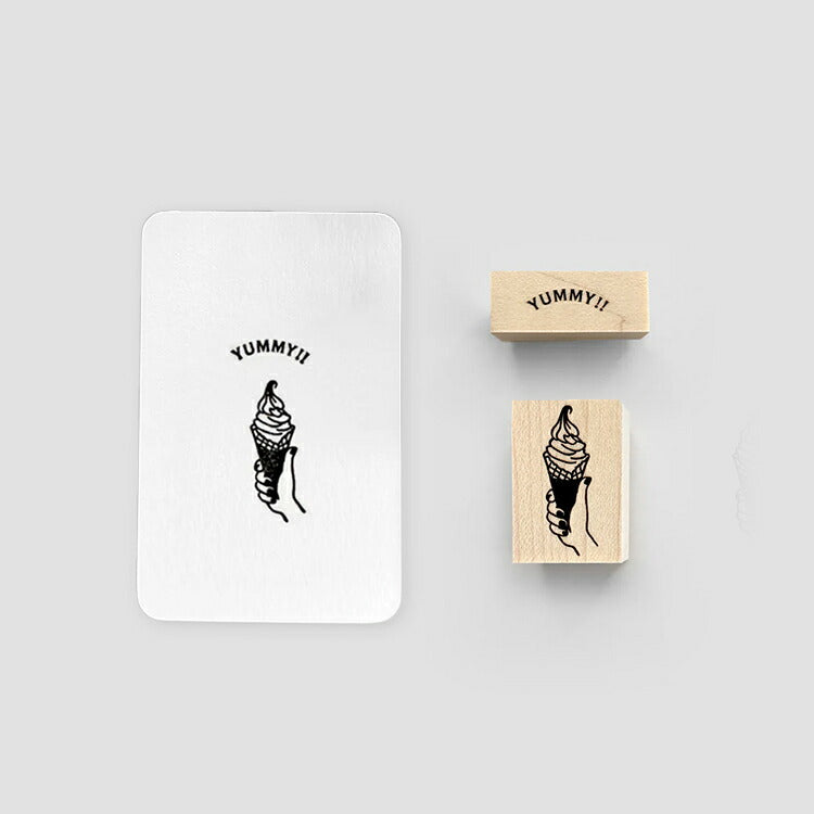 KNOOPWORKS クノープワークス スタンプ 2個セット ソフトクリーム YUMMY おいしい プリン I LOVE IT これ大好き スイーツ 夏 手 アイス 手帳 おしゃれ かわいい シンプル はんこ ハンコ SET001