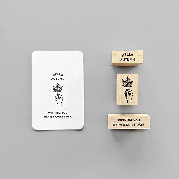KNOOPWORKS Lot de 3 tampons en érable HELLO AUTUMN Autumn MAPLE VOUS SOUHAITANT DES JOURNÉES CHAUDES ET CALMES SET004
