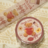 パティシエハリネズミ マスキングテープ 24mm幅 プレゼントリボン Present Ribbon Sleeping with bread 食パンで眠る 文具男子tasu_marlyコラボ かわいい おしゃれ カモ井加工紙