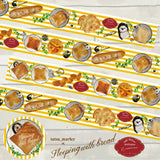 パティシエハリネズミ マスキングテープ 24mm幅 プレゼントリボン Present Ribbon Sleeping with bread 食パンで眠る 文具男子tasu_marlyコラボ かわいい おしゃれ カモ井加工紙