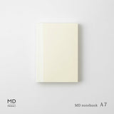 MDノート MD PRODUCT A7サイズ 無罫 横罫 方眼罫 ドット方眼 ポケットサイズ コンパクト ミニサイズ 持ち運び 携帯用 素朴 クリーム色 無地 罫線 メモ帳 手帳 MDプロダクト