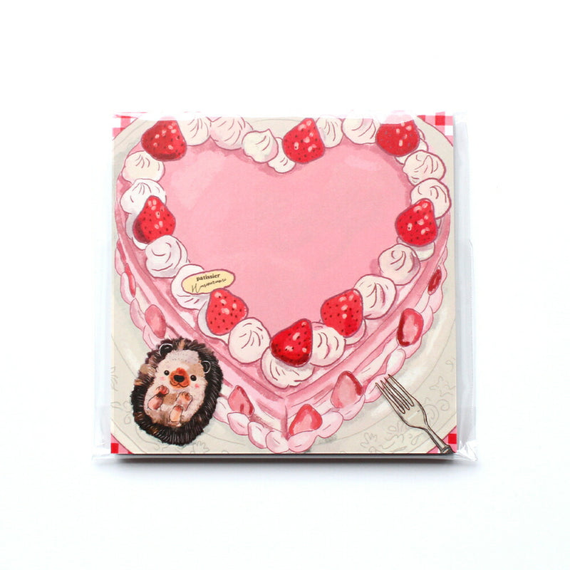 Pastry Chef Hedgehog Memo 40 Sheets 80×80mm A Decorative Cake B Present Bear