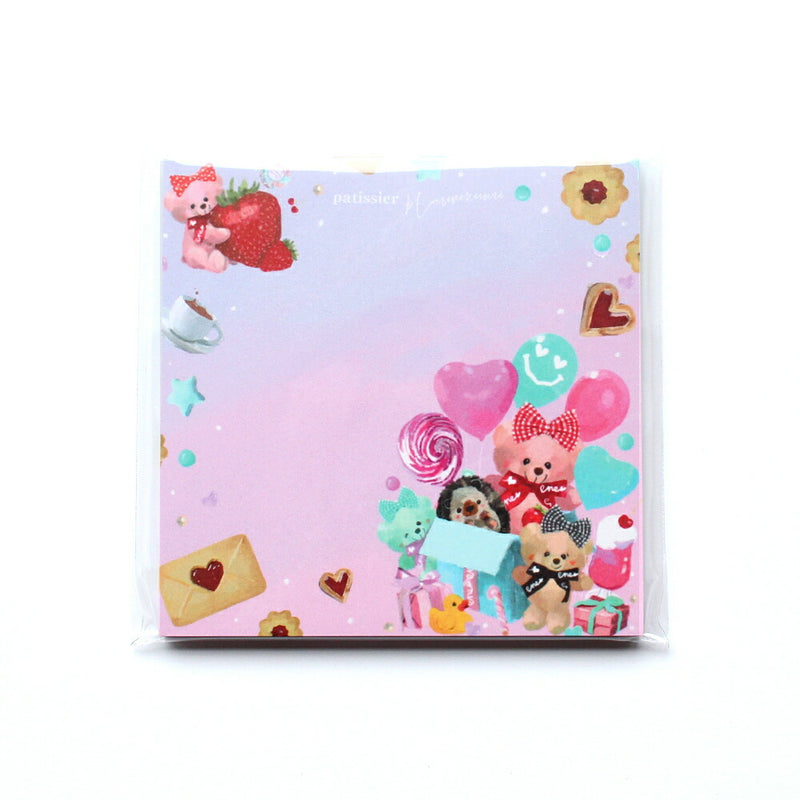 Pastry Chef Hedgehog Memo 40 Sheets 80×80mm A Decorative Cake B Present Bear