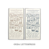 Salle de typographie Oeda Feuille d'autocollants OEDA LETTERPRESS STAMP