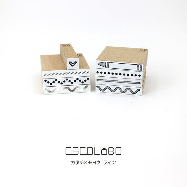 オスコラボ OSCOLABO カタチ×モヨウ ライン まっすぐ くねくね ネオン ドット しま ハート矢印 クレヨン カード スタンプ はんこ かわいい