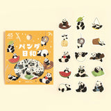 4個セット BGM フレークシール 45枚入り パンダ日和 料理 中華 茶房 日常 和紙 シール バラ パンダ 中華 スイーツ 動物 ギフト カード 手帳 お得 まとめ買い アソート ビージーエム セット