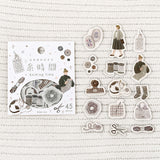 4個セット BGM フレークシール 45枚入り 乙女のひととき 私時間 糸時間 旅時間 夢時間 和紙 シール バラ 女の子 少女 ファッション 冬 予定 ゆめかわ 手帳 お得 まとめ買い ビージーエム セット