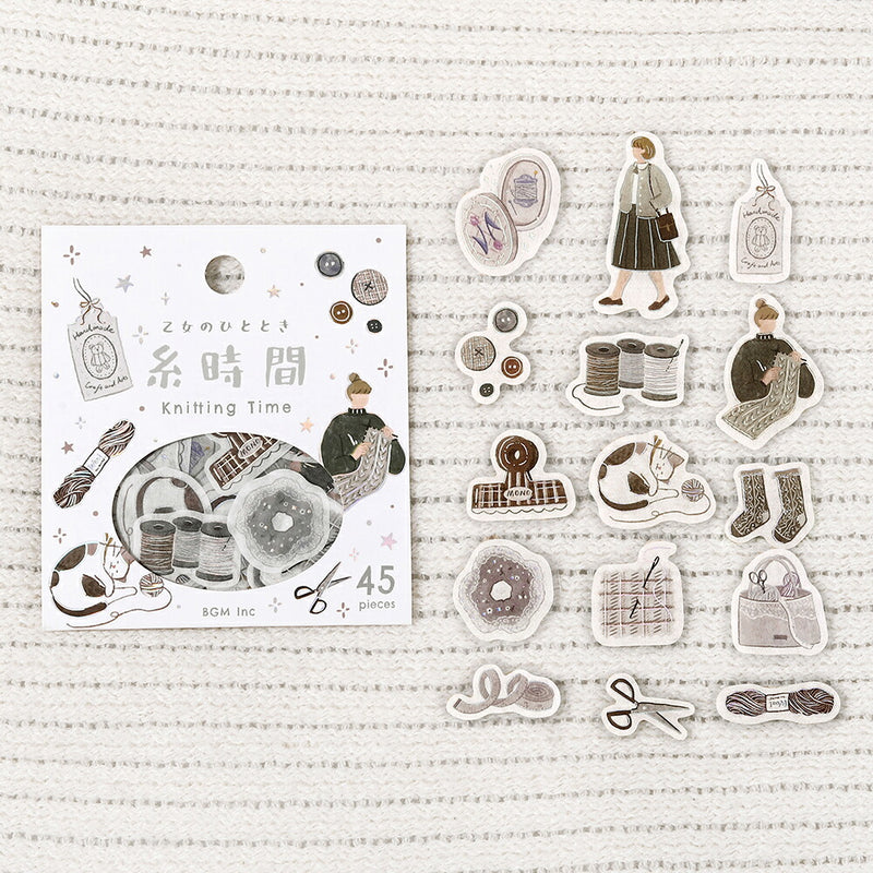4個セット BGM フレークシール 45枚入り 乙女のひととき 私時間 糸時間 旅時間 夢時間 和紙 シール バラ 女の子 少女 ファッション 冬 予定 ゆめかわ 手帳 お得 まとめ買い ビージーエム セット