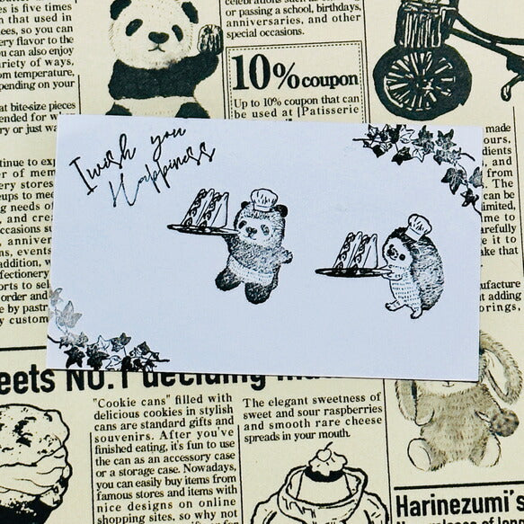 パティシエハリネズミ スタンプ 30×30mm 手に何かを持つハリー 猫のミーコ 運ぶパティシエ コロロ ハリー チップ 丸いクッキー缶 クラシック角っこお花 スキレット 丸皿 パンダ ひよこ 角