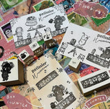 パティシエハリネズミ スタンプ 30×30mm チョコレート缶 蓋 パン焼き窯 カート ブラックベア シバ犬のそら豆ちゃん お買い物バッグ プレゼントの箱 クマ 柴犬 ボックス かわいい おしゃれ