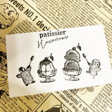 パティシエハリネズミ スタンプ 20×20mm 足つきのグラス プリン アイスクリーム ひよこのチップ ペンギンのピッピ ベリーパイ 持つコロロ カンパーニュ 食パン ホットケーキ いちごクレープ