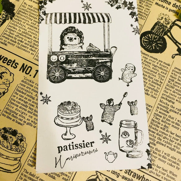 パティシエハリネズミ スタンプ 40×20mm バルーン ミモザ クリームソーダ ひまわり アイビーのつた メイソンジャー 鈴蘭 クレープの巻紙 風船 サーカス パーティ 花 かわいい おしゃれ