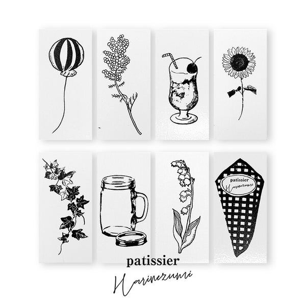 パティシエハリネズミ スタンプ 40×20mm バルーン ミモザ クリームソーダ ひまわり アイビーのつた メイソンジャー 鈴蘭 クレープの巻紙 風船 サーカス パーティ 花 かわいい おしゃれ
