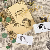 パティシエハリネズミ スタンプ 40×20mm thankyou i wish you happiness フランスパン ピクニック パントレー 平テーブル ガラスドーム ハリーの店と家 かわいい おしゃれ