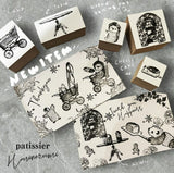 パティシエハリネズミ スタンプ 40×20mm thankyou i wish you happiness フランスパン ピクニック パントレー 平テーブル ガラスドーム ハリーの店と家 かわいい おしゃれ