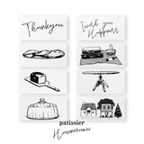 パティシエハリネズミ スタンプ 40×20mm thankyou i wish you happiness フランスパン ピクニック パントレー 平テーブル ガラスドーム ハリーの店と家 かわいい おしゃれ