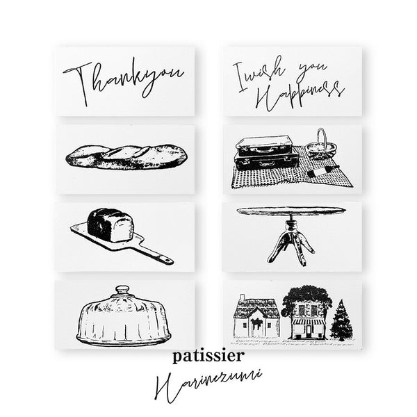 パティシエハリネズミ スタンプ 40×20mm thankyou i wish you happiness フランスパン ピクニック パントレー 平テーブル ガラスドーム ハリーの店と家 かわいい おしゃれ