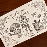 パティシエハリネズミ スタンプ 40×20mm マーガレット ミニブランコ かすみ草 かわいい おしゃれ