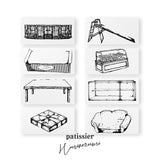 Pastelero Chef sello de erizo 40x20mm mostrador mesa deslizante caja de pastel escaparate mesa cuadrada escaparate presente tapa sartén sofá