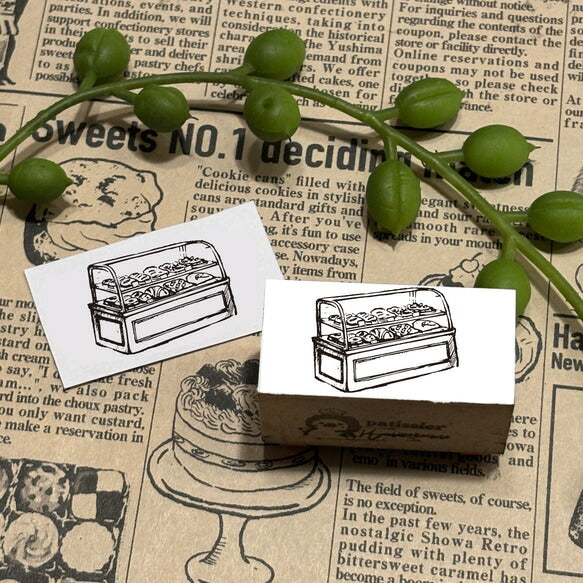 パティシエハリネズミ スタンプ 40×20mm カウンターテーブル すべり台 ケーキ箱 お店のショーケース 四角テーブル スクエアショーケース プレゼントの蓋 パティスリー かわいい おしゃれ