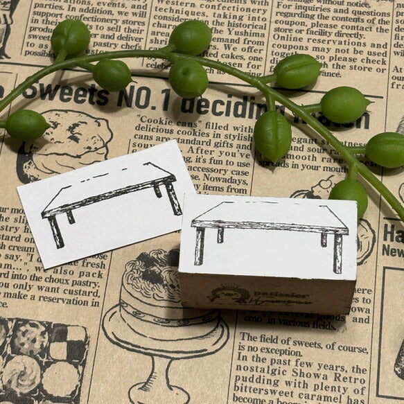 パティシエハリネズミ スタンプ 40×20mm カウンターテーブル すべり台 ケーキ箱 お店のショーケース 四角テーブル スクエアショーケース プレゼントの蓋 パティスリー かわいい おしゃれ