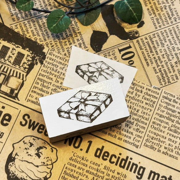 パティシエハリネズミ スタンプ 40×20mm カウンターテーブル すべり台 ケーキ箱 お店のショーケース 四角テーブル スクエアショーケース プレゼントの蓋 パティスリー かわいい おしゃれ