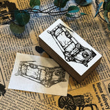 パティシエハリネズミ スタンプ 60×30mm 宝箱 宝箱の蓋 オープンカー ハートの懐中時計 懐中時計の内側 プレゼントBOXのお店の蓋 ショップ 車 パン かわいい おしゃれ