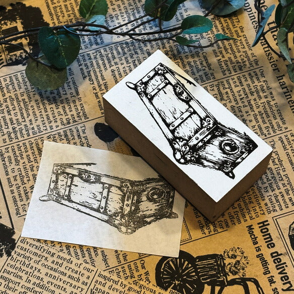 パティシエハリネズミ スタンプ 60×30mm 宝箱 宝箱の蓋 オープンカー プレゼントBOXのお店の蓋 ショップ 車 パン 手帳 カレンダー 連絡帳 ご褒美はんこ かわいい おしゃれ